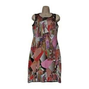 Joseph Ribkoff Womens US SZ 8 Sheath Dress Midi Length Stained Glass Quiet Money